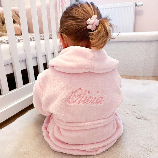 Badjas baby & kind roze - Personaliseerbaar