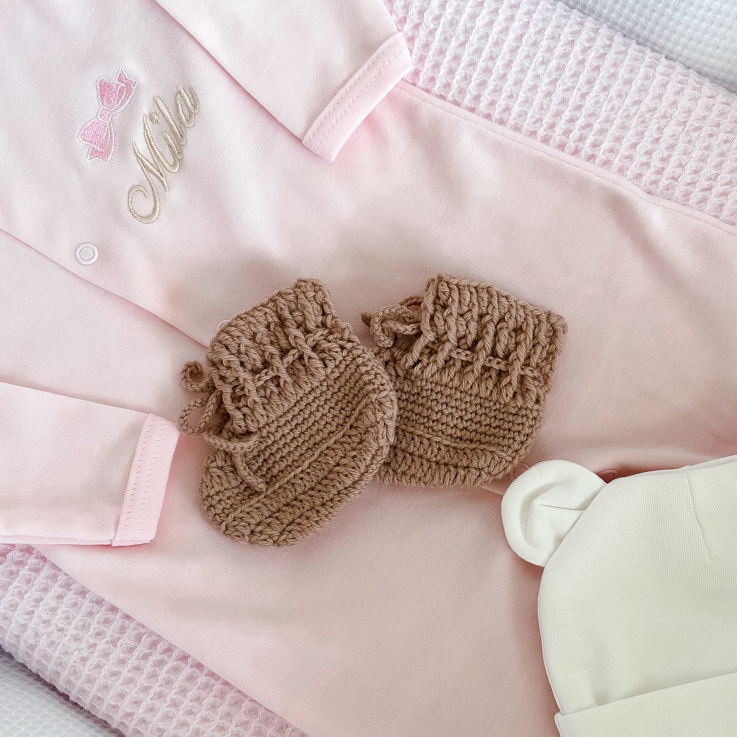 Merino wollen babyslofjes wit