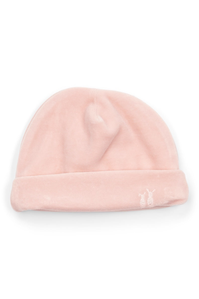Velours baby mutsje blush pink