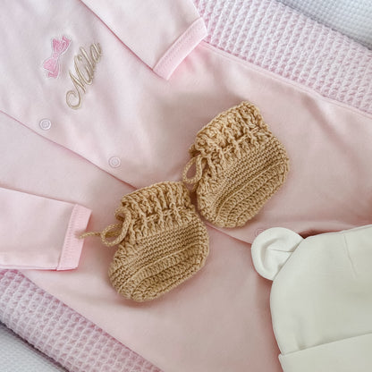 Merino wollen babyslofjes wit