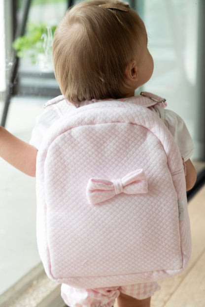 Kinder rugzak met strik roze - Personaliseerbaar