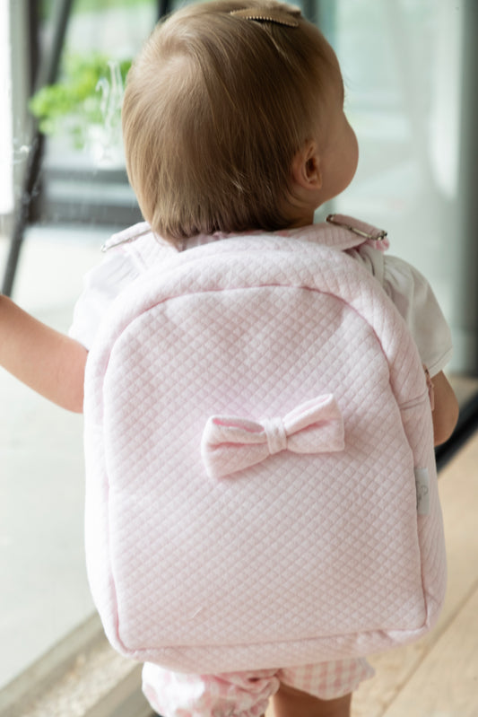 Kinder rugzak met strik roze - Personaliseerbaar