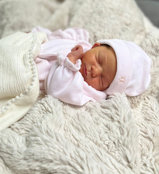 Babypakje Velours met Ruffles licht roze