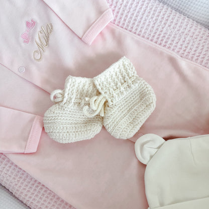 Merino wollen babyslofjes wit