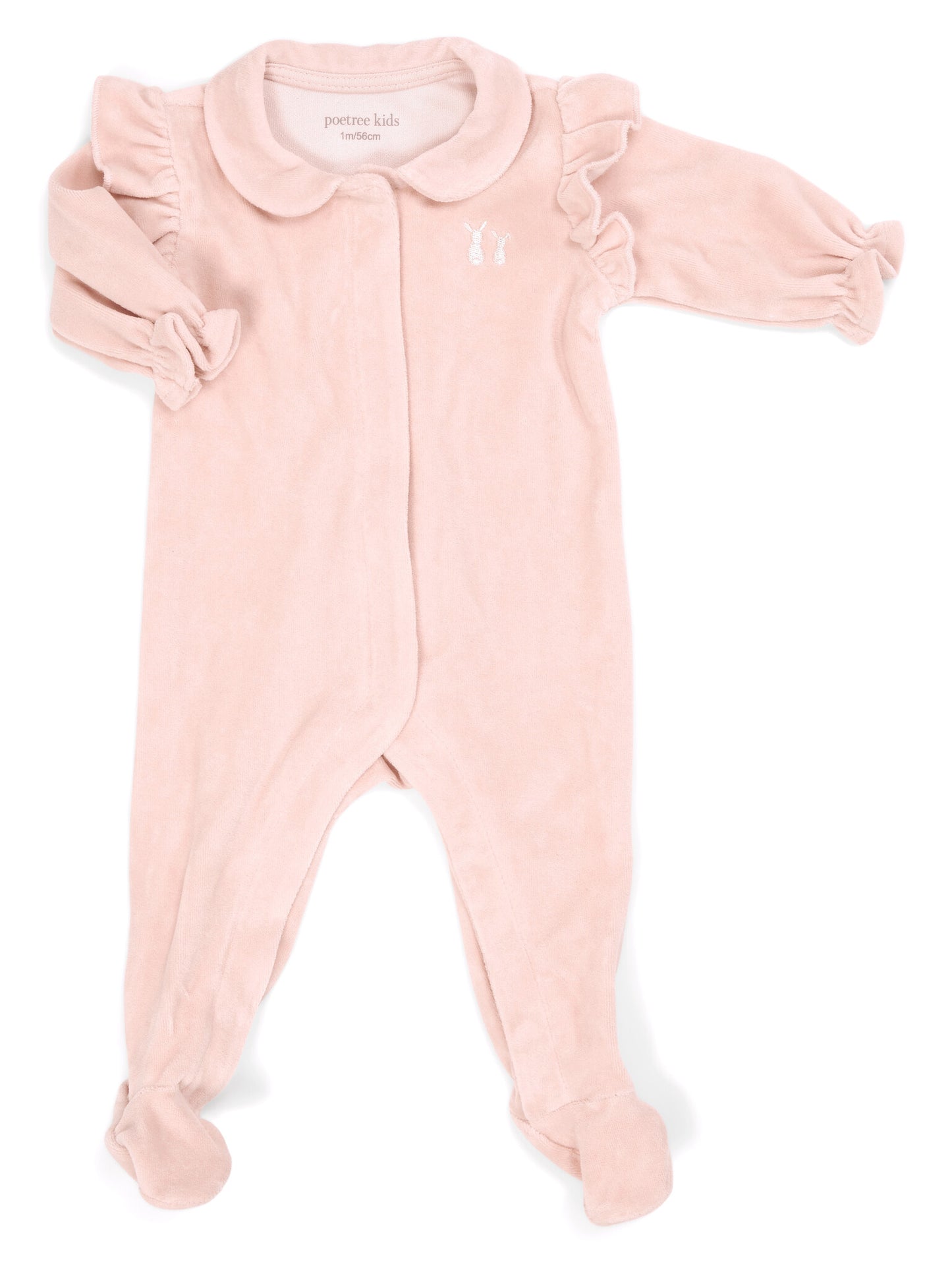Babypakje Velours met Ruffles blush pink