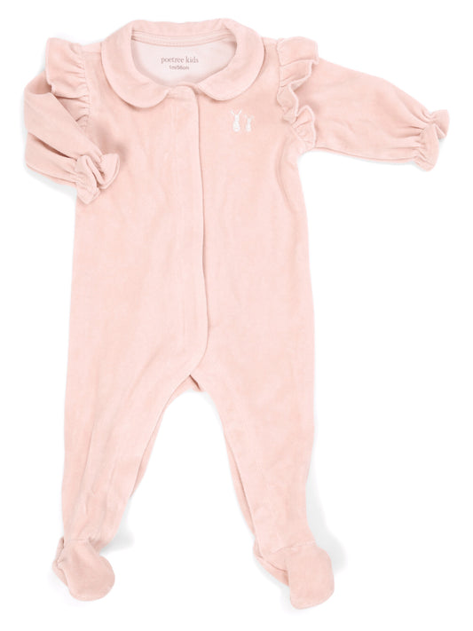 Babypakje Velours met Ruffles blush pink