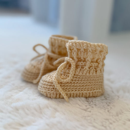 Merino wollen babyslofjes beige