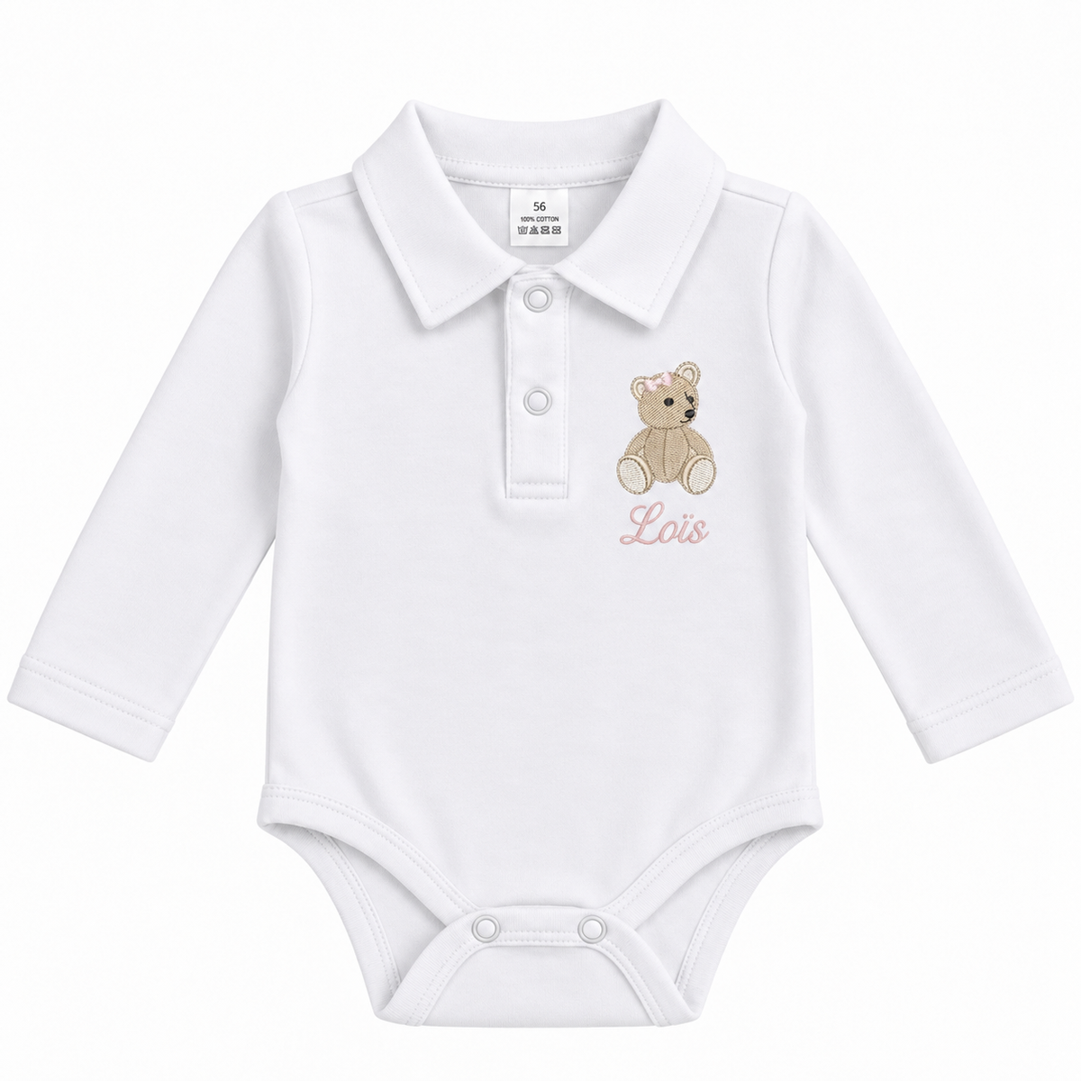 Tilou Label Polo Romper Lange Mouw Wit