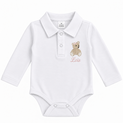 Tilou Label Polo Romper Lange Mouw Wit