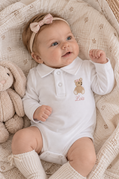 Tilou Label Polo Romper Lange Mouw Wit