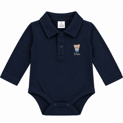 Tilou Label Polo Romper Lange Mouw Navy