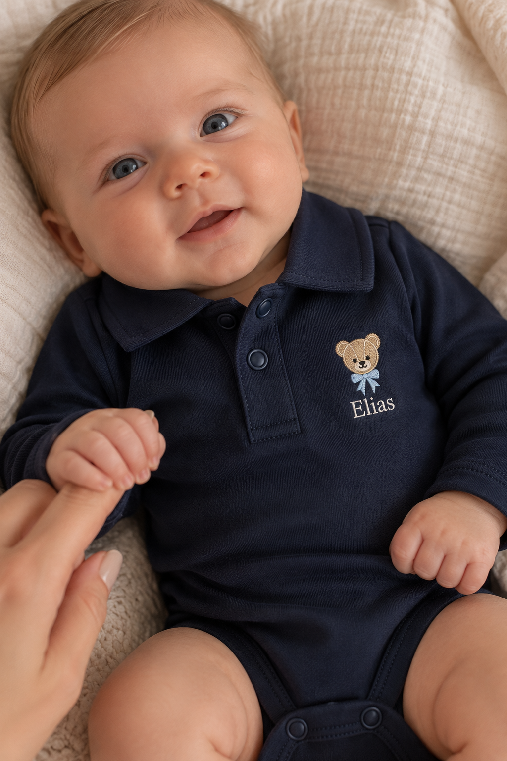 Tilou Label Polo Romper Lange Mouw Navy