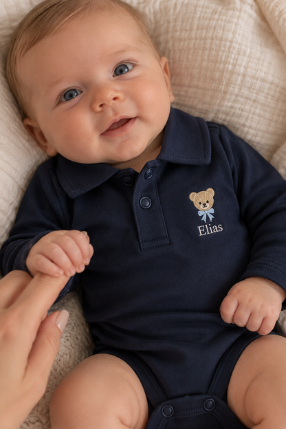 Tilou Label Polo Romper Lange Mouw Navy