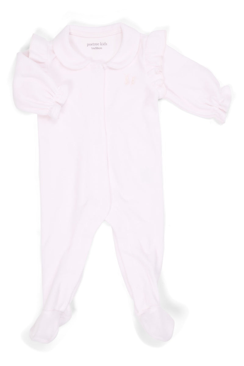 Babypakje Velours met Ruffles licht roze