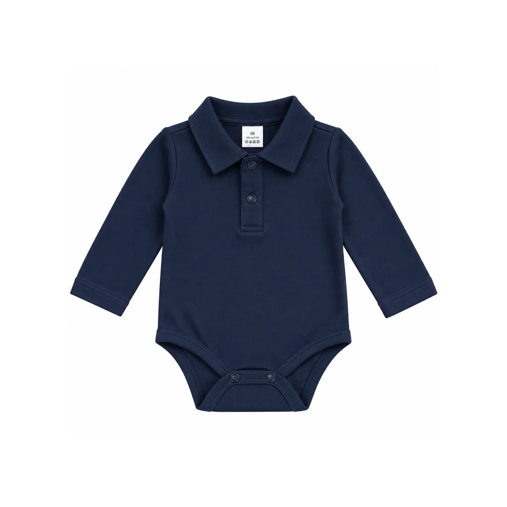 Tilou Label Polo Romper Lange Mouw Navy