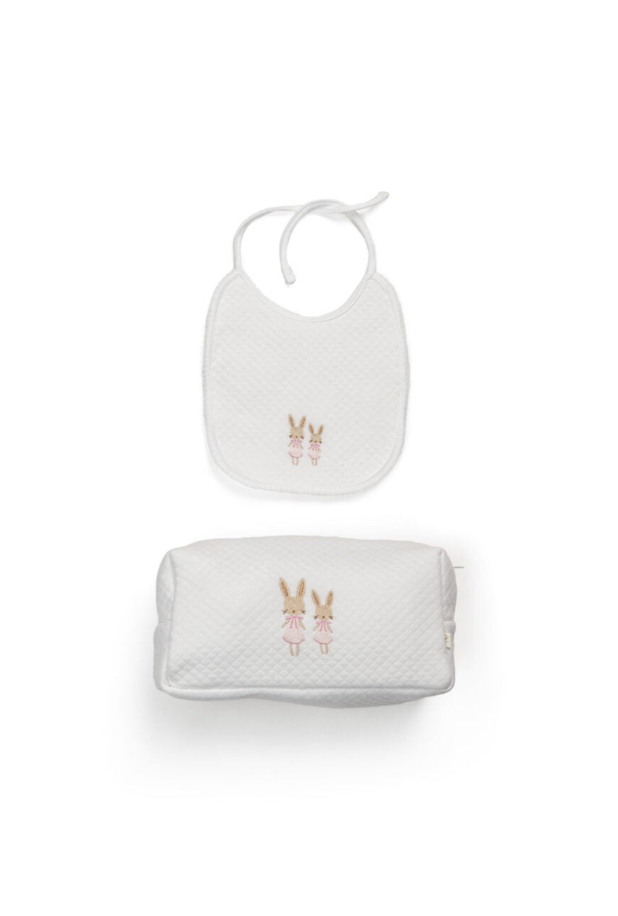 Toilettas & Slabbetje | Geschenkset Konijntjes
