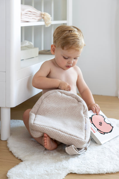 Kinder rugzak met strik beige - Personaliseerbaar