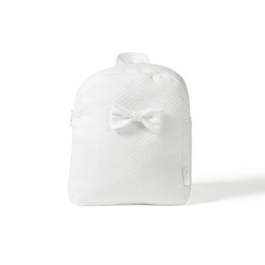 Kinder rugzak met strik wit - Personaliseerbaar